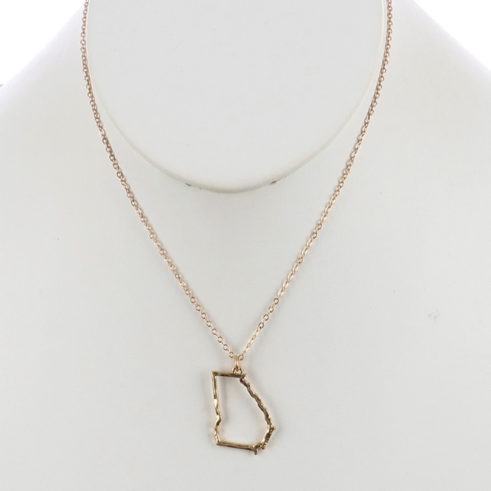 State of Georgia Necklace, Gold Tone